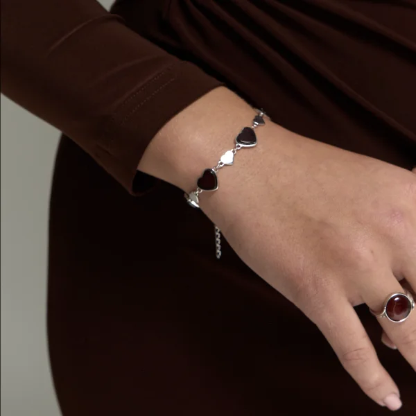 Браслет серебряный с янтарём W9168-2RV SunStone