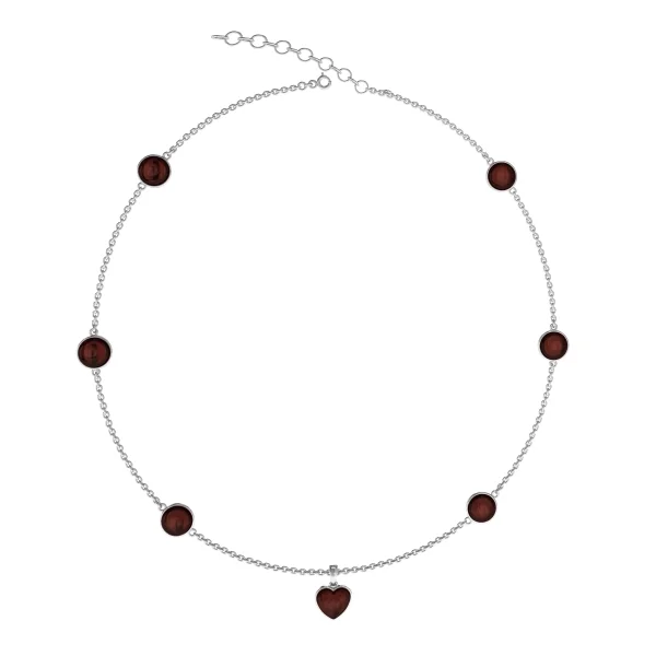 Колье серебряное с янтарём N9168RV SunStone