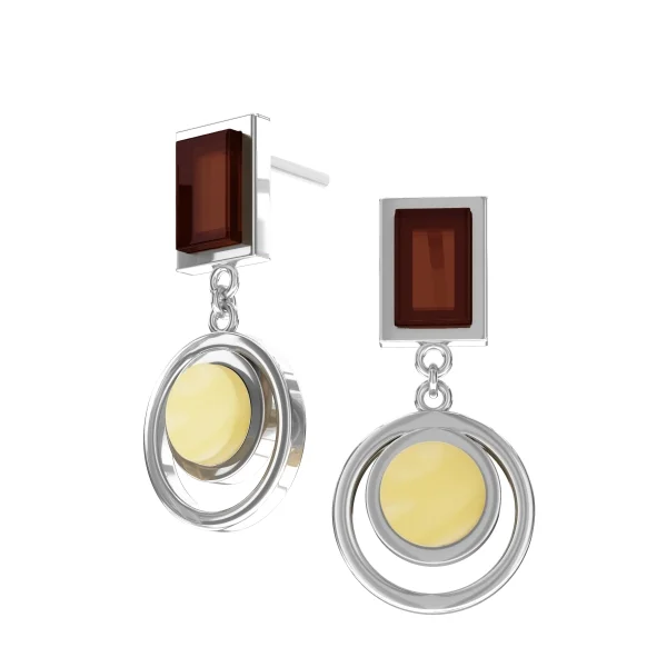 Серебряные серьги с янтарём E9274RO SunStone