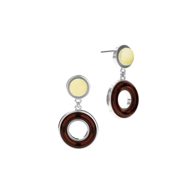 Серебряные серьги с янтарём E9279RO SunStone