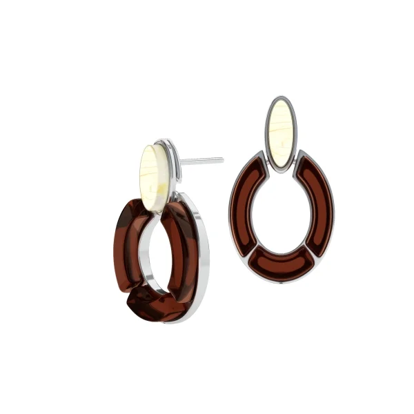 Серебряные серьги с янтарём E9103RO SunStone