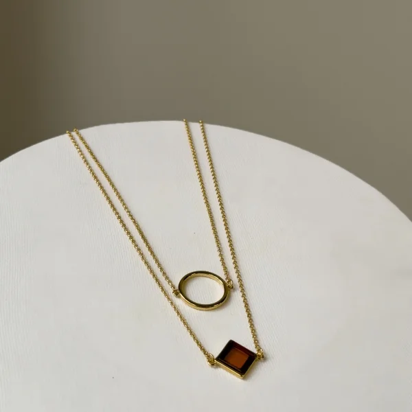 Колье серебряное с янтарём N9177ZK SunStone