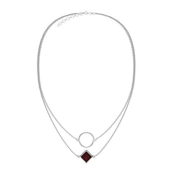 Колье серебряное с янтарём N9177RV SunStone
