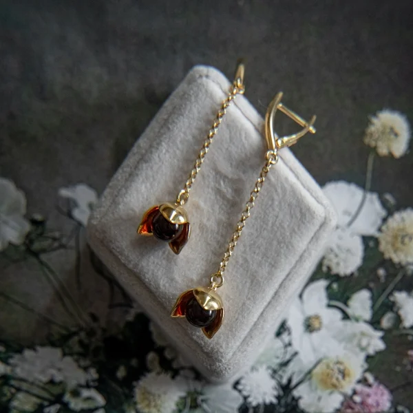 Серебряные серьги с янтарём E10001ZK SunStone