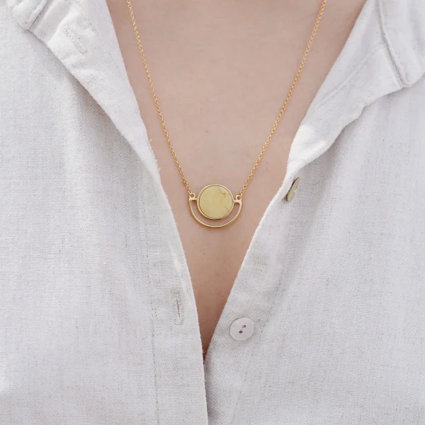 Колье серебряное с янтарём N9189ZM SunStone