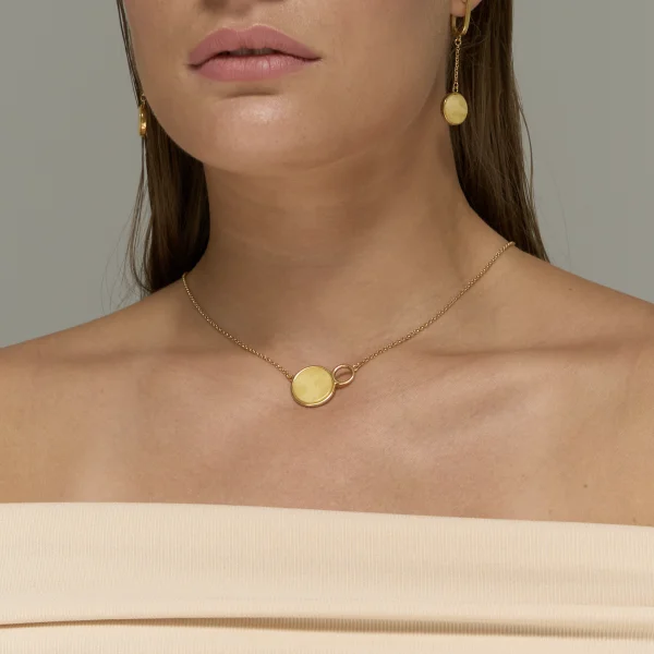 Колье серебряное с янтарём N9181ZM SunStone