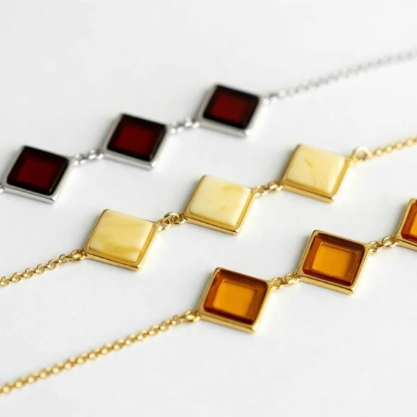 Браслет серебряный с янтарём W9177RV SunStone