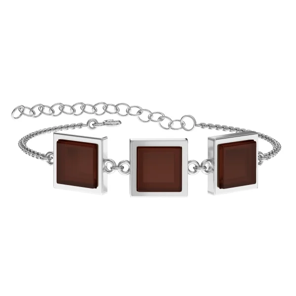 Браслет серебряный с янтарём W9200-1RV SunStone