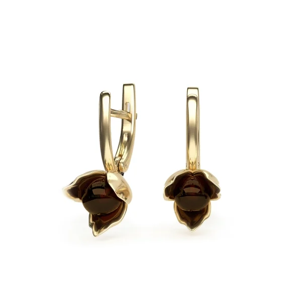Серебряные серьги с янтарём E10001-2ZK SunStone