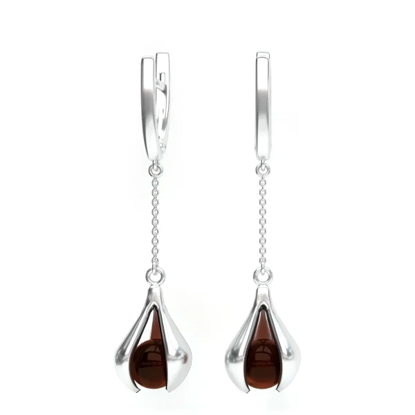Серебряные серьги с янтарём E10007RV SunStone
