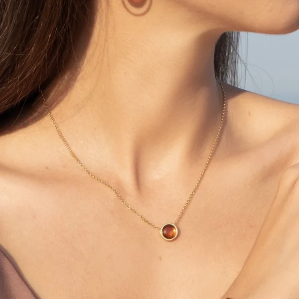 Колье серебряное с янтарём N9279ZK SunStone