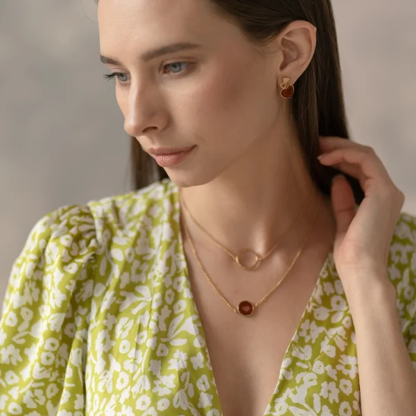 Колье серебряное с янтарём N9477ZK SunStone