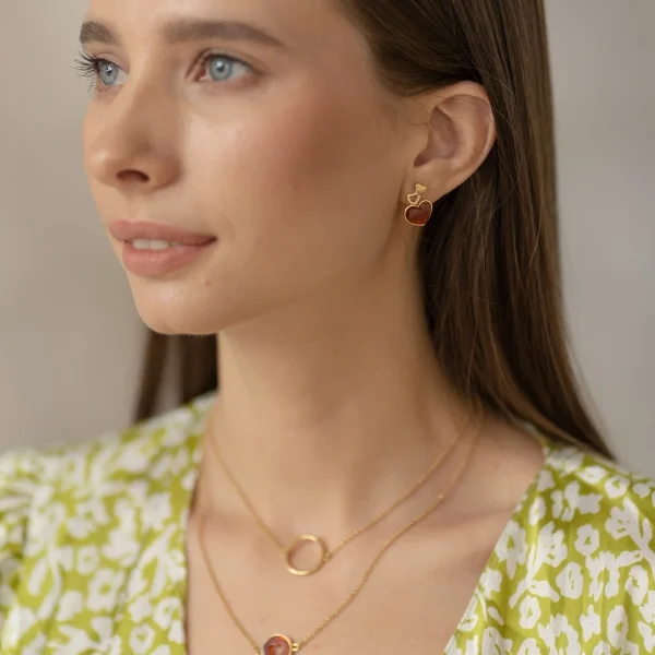 Колье серебряное с янтарём N9477ZK SunStone