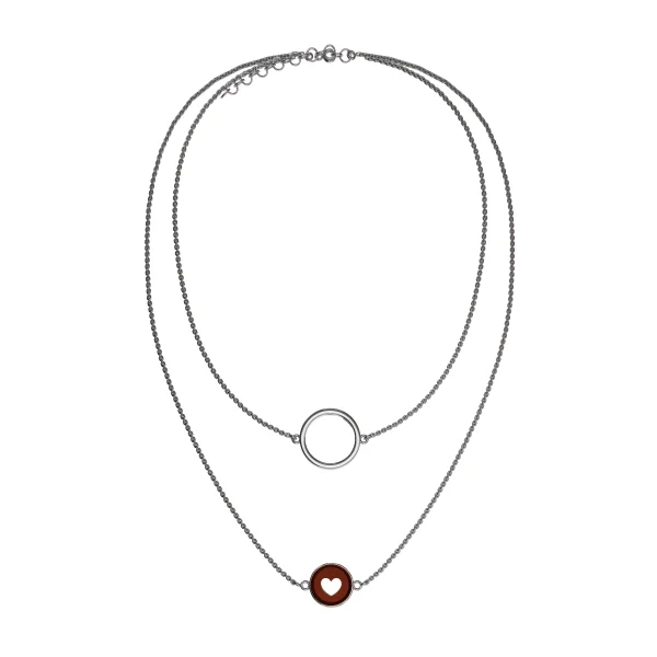 Колье серебряное с янтарём N9477RV SunStone