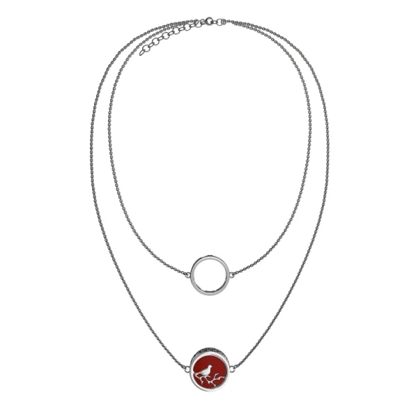 Колье серебряное с янтарём N9277-1RV SunStone