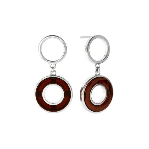Серебряные серьги с янтарём E9379RV SunStone