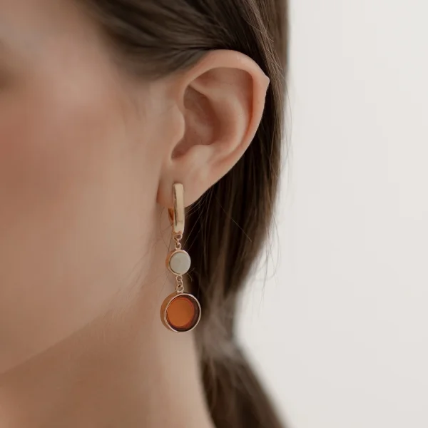Серебряные серьги с янтарём E9002ZO SunStone