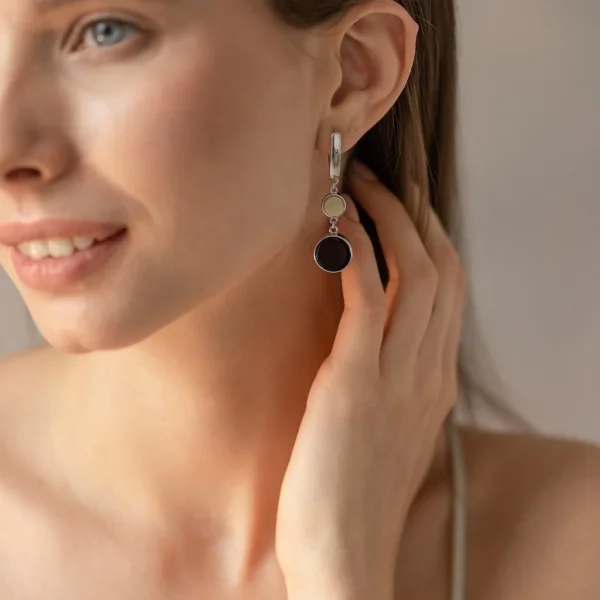 Серебряные серьги с янтарём E9002RO SunStone