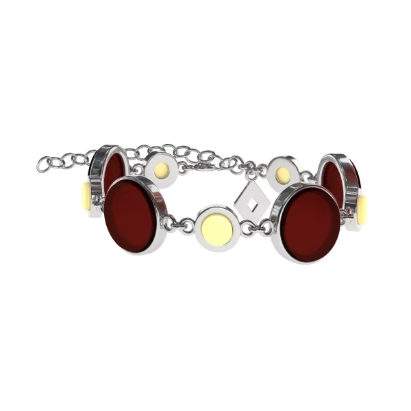 Браслет серебряный с янтарём W9313RO SunStone