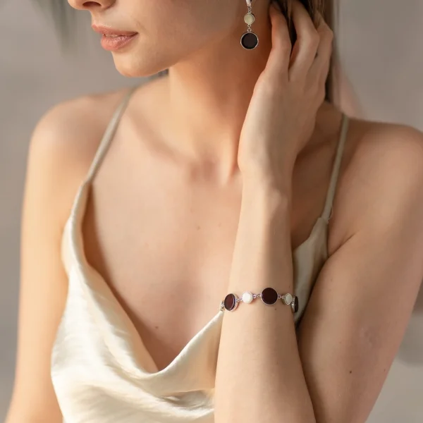 Браслет серебряный с янтарём W9313RO SunStone