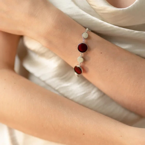 Браслет серебряный с янтарём W9313RO SunStone