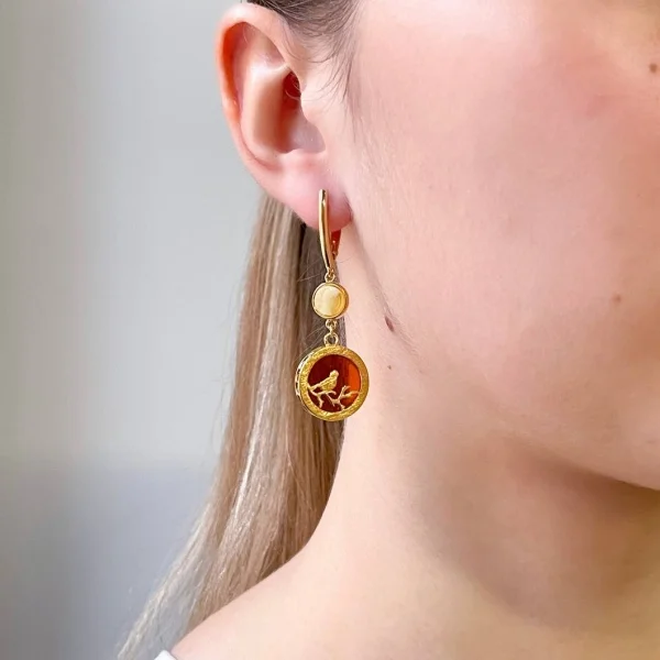 Серебряные серьги с янтарём E9010-1ZO SunStone