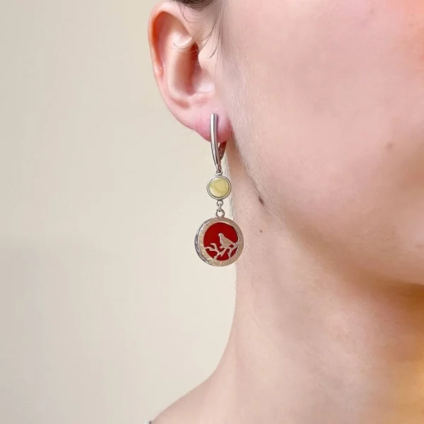 Серебряные серьги с янтарём E9010-1RO SunStone
