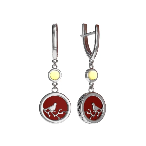Серебряные серьги с янтарём E9010-1RO SunStone