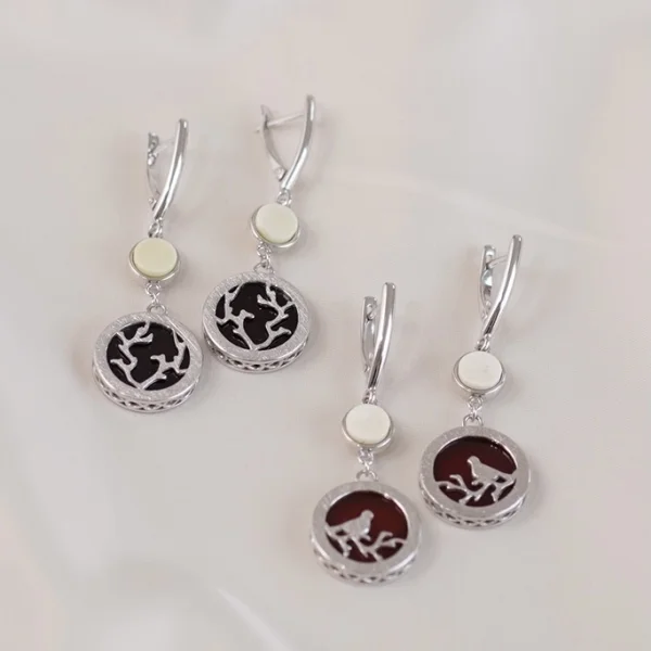 Серебряные серьги с янтарём E9010RO SunStone