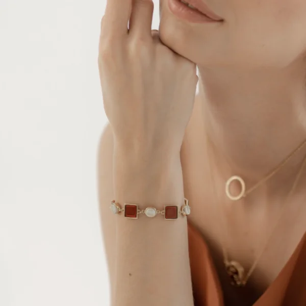 Браслет серебряный с янтарём W9092ZO SunStone