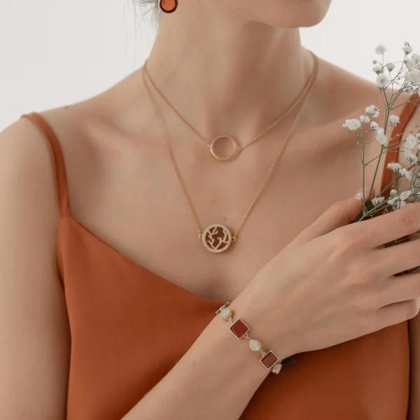 Браслет серебряный с янтарём W9092ZO SunStone