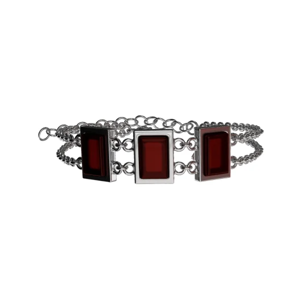 Браслет серебряный с янтарём W9075RV SunStone