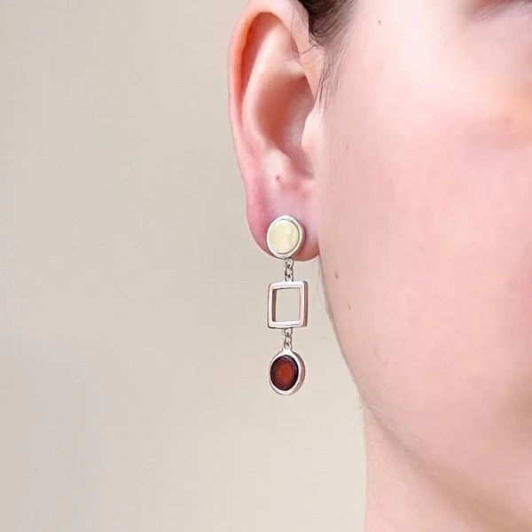Серебряные серьги с янтарём E9396RO SunStone
