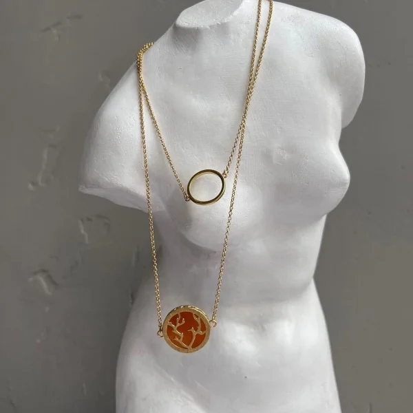 Колье серебряное с янтарём N9277ZK SunStone