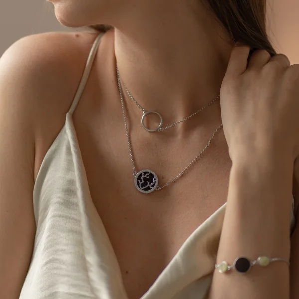 Колье серебряное с янтарём N9277RV SunStone
