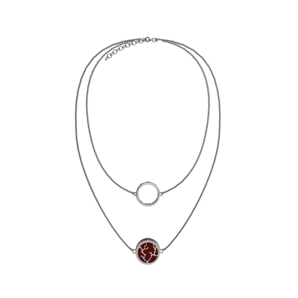 Колье серебряное с янтарём N9277RV SunStone