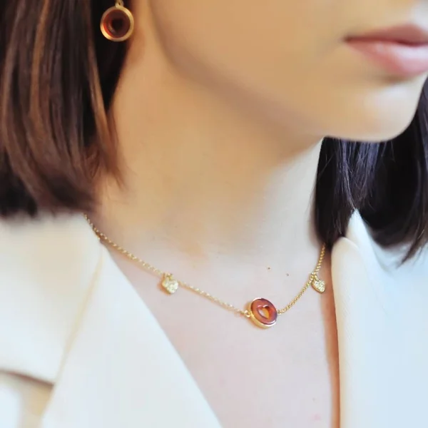 Колье серебряное с янтарём N9268ZK SunStone