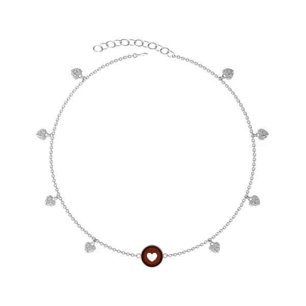 Колье серебряное с янтарём N9268RV SunStone