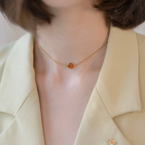 Колье серебряное с янтарём N20002ZK SunStone