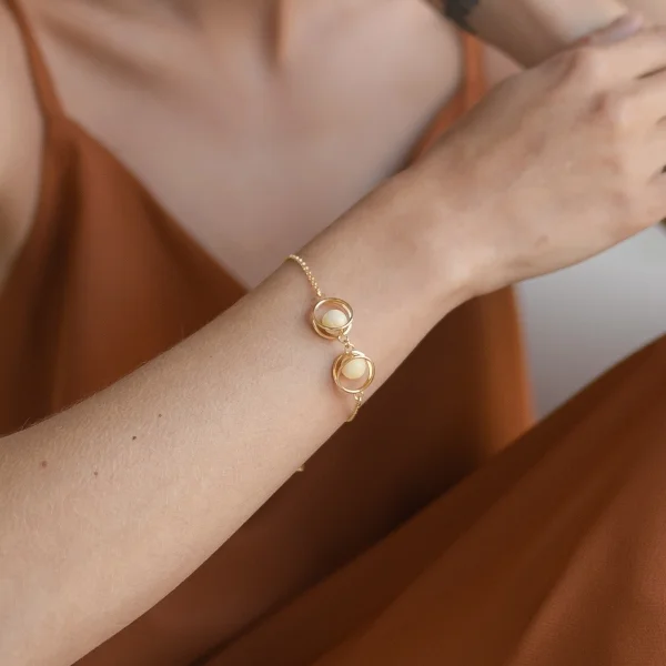 Браслет серебряный с янтарём W10006-1ZM SunStone