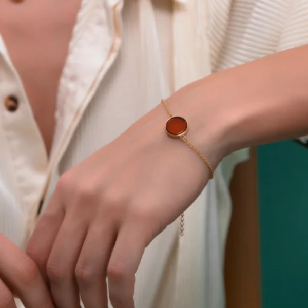 Браслет серебряный с янтарём W9235ZK SunStone