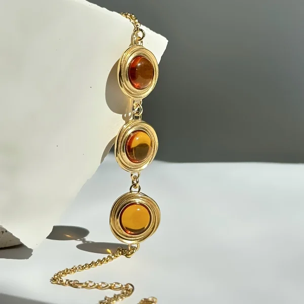 Браслет серебряный с янтарём  W21036ZK SunStone