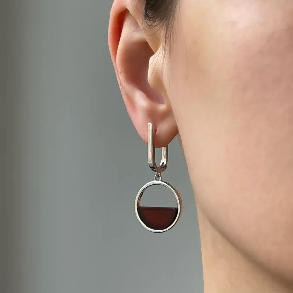 Серебряные серьги с янтарём E9320SV SunStone