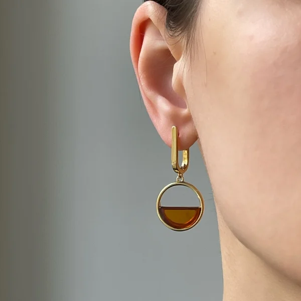 Серебряные серьги с янтарём E9320ZK SunStone