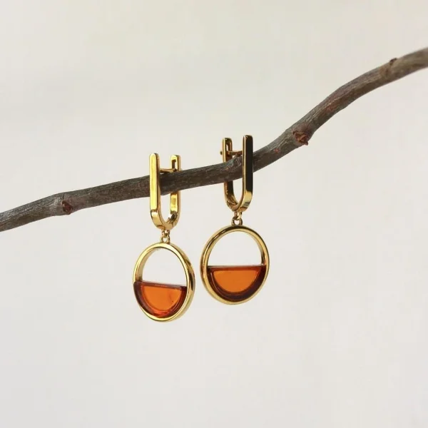 Серебряные серьги с янтарём E9320ZK SunStone