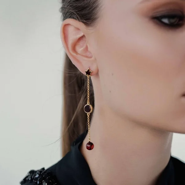 Серебряные серьги с янтарём E10012-1ZK SunStone