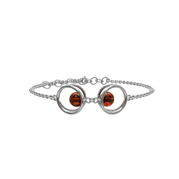 Браслет серебряный с янтарём W10006-1SV SunStone