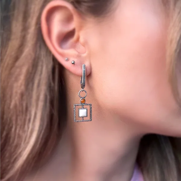Серебряные серьги с янтарем E30002CO manufacturer