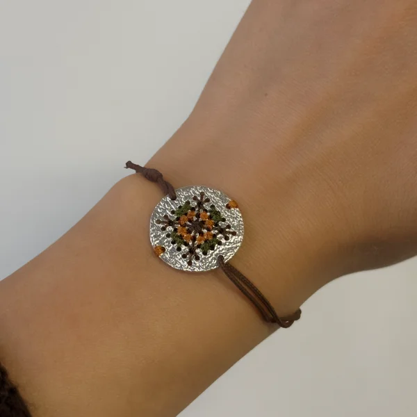 Серебряный браслет  на нитке W5048R008 SunStone