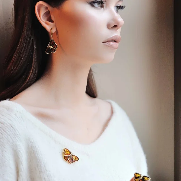 Брошь серебряная с янтарём BP9155ZO SunStone